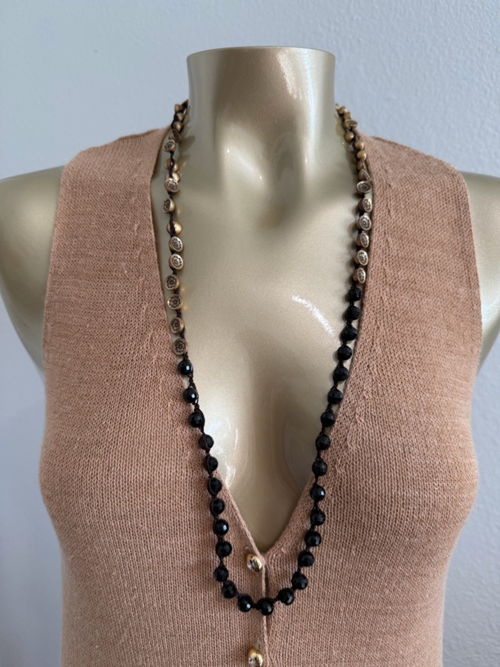 Lucky Brand Faceted Semi Precious 30" Knotted Bead String Necklace
